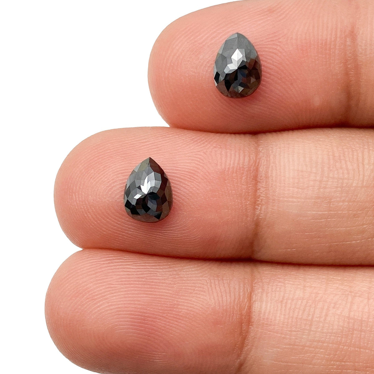 1.38cttw | Black Pear Shape Rose Cut Diamond Matched Pair-Modern Rustic Diamond