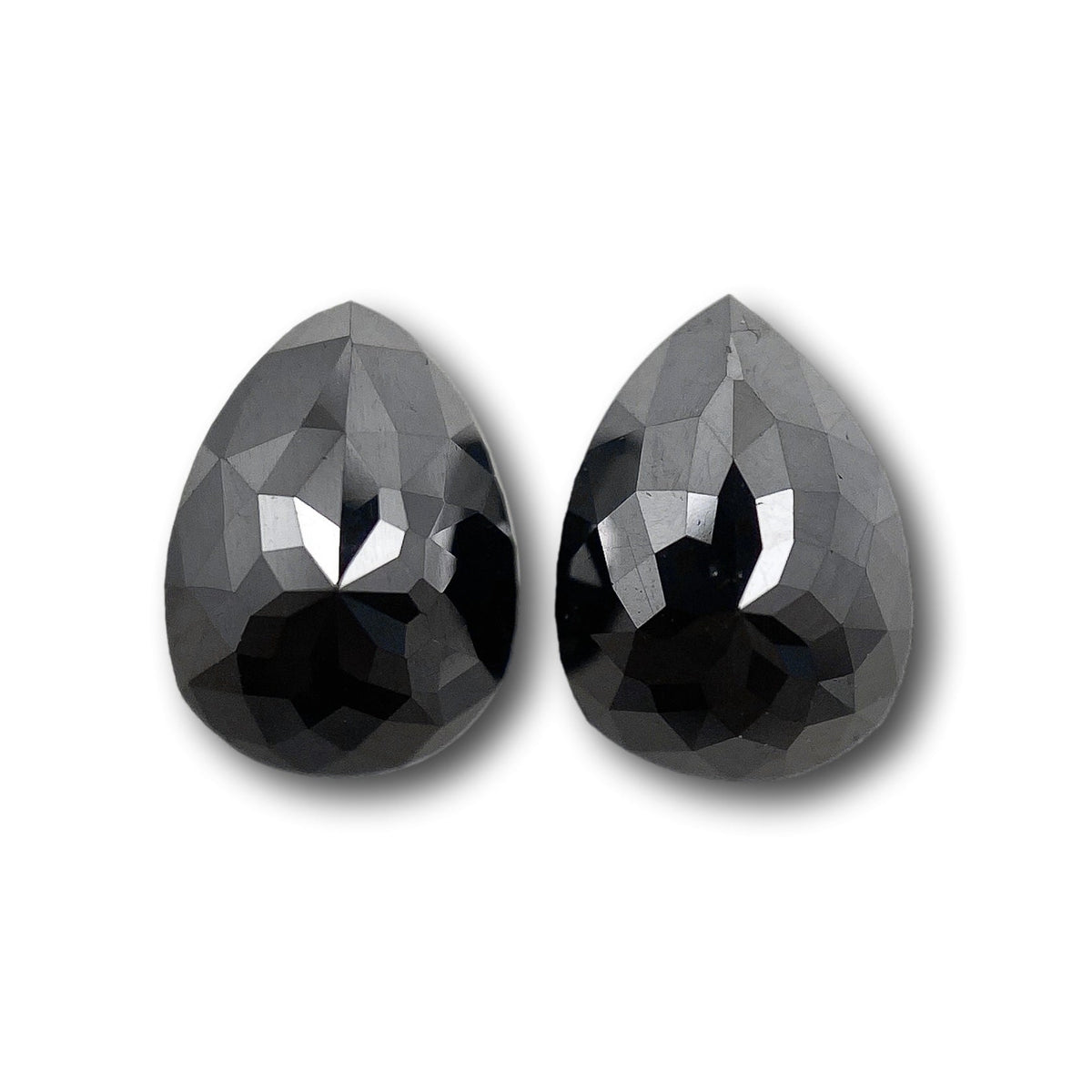 1.38cttw | Black Pear Shape Rose Cut Diamond Matched Pair-Modern Rustic Diamond