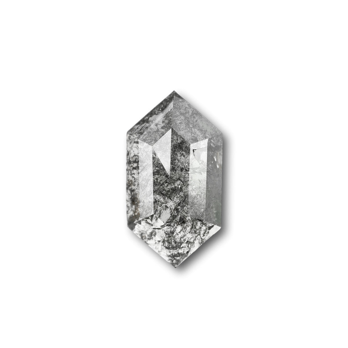 4.05ct | Salt &amp; Pepper Hexagon Shape Rose Cut Diamond - Modern Rustic Diamond