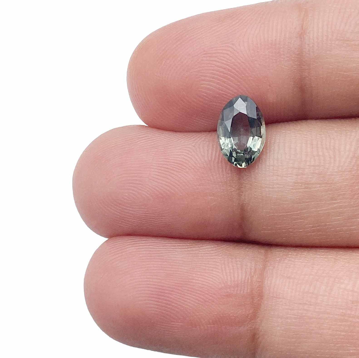 1.41ct | Brilliant Cut Moval Shape Green Montana Sapphire-Modern Rustic Diamond