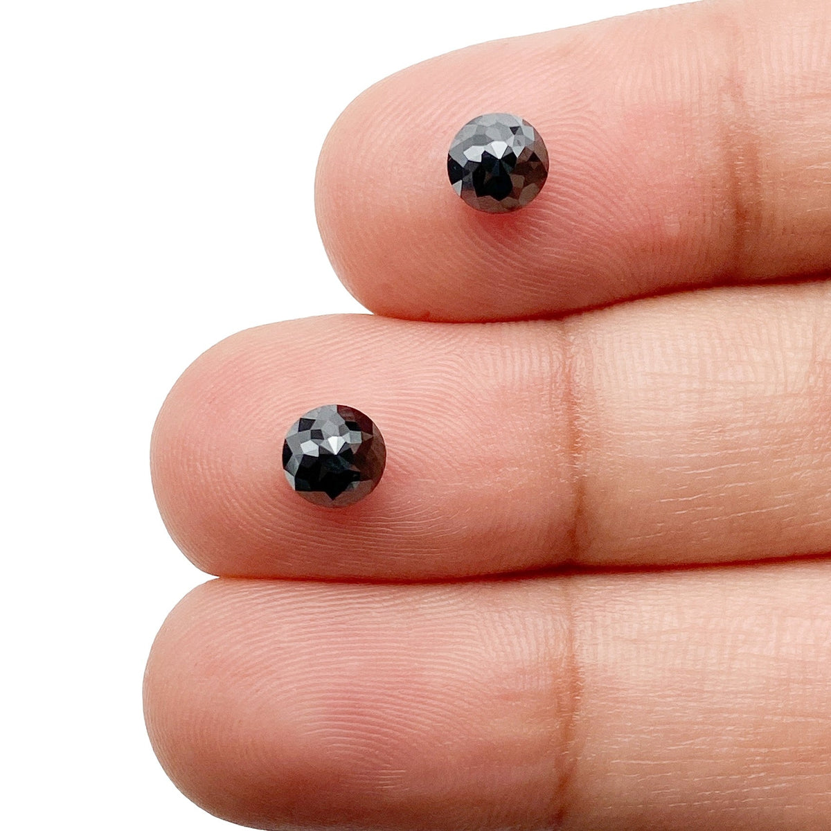 1.44cttw | Black Round Shape Rose Cut Diamond Matched Pair-Modern Rustic Diamond