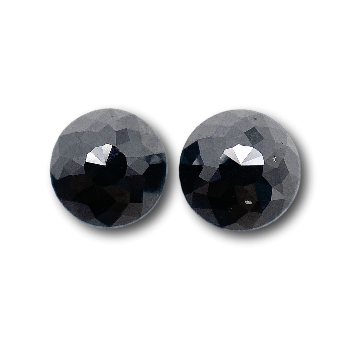 1.44cttw | Black Round Shape Rose Cut Diamond Matched Pair-Modern Rustic Diamond