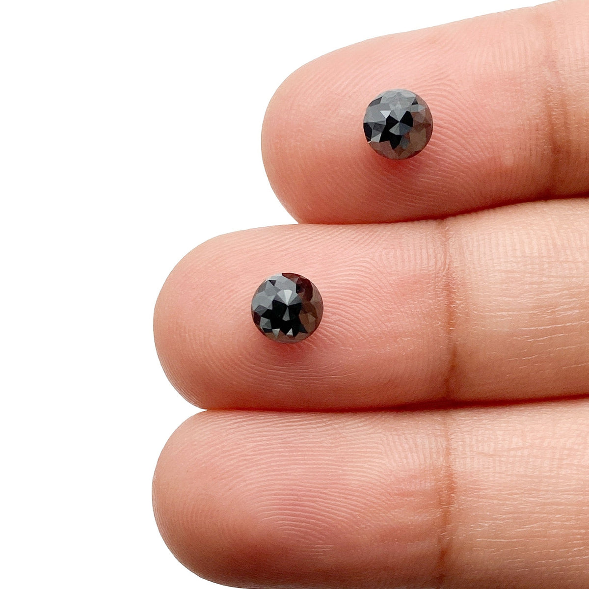 1.48cttw | Black Round Shape Rose Cut Diamond Matched Pair-Modern Rustic Diamond