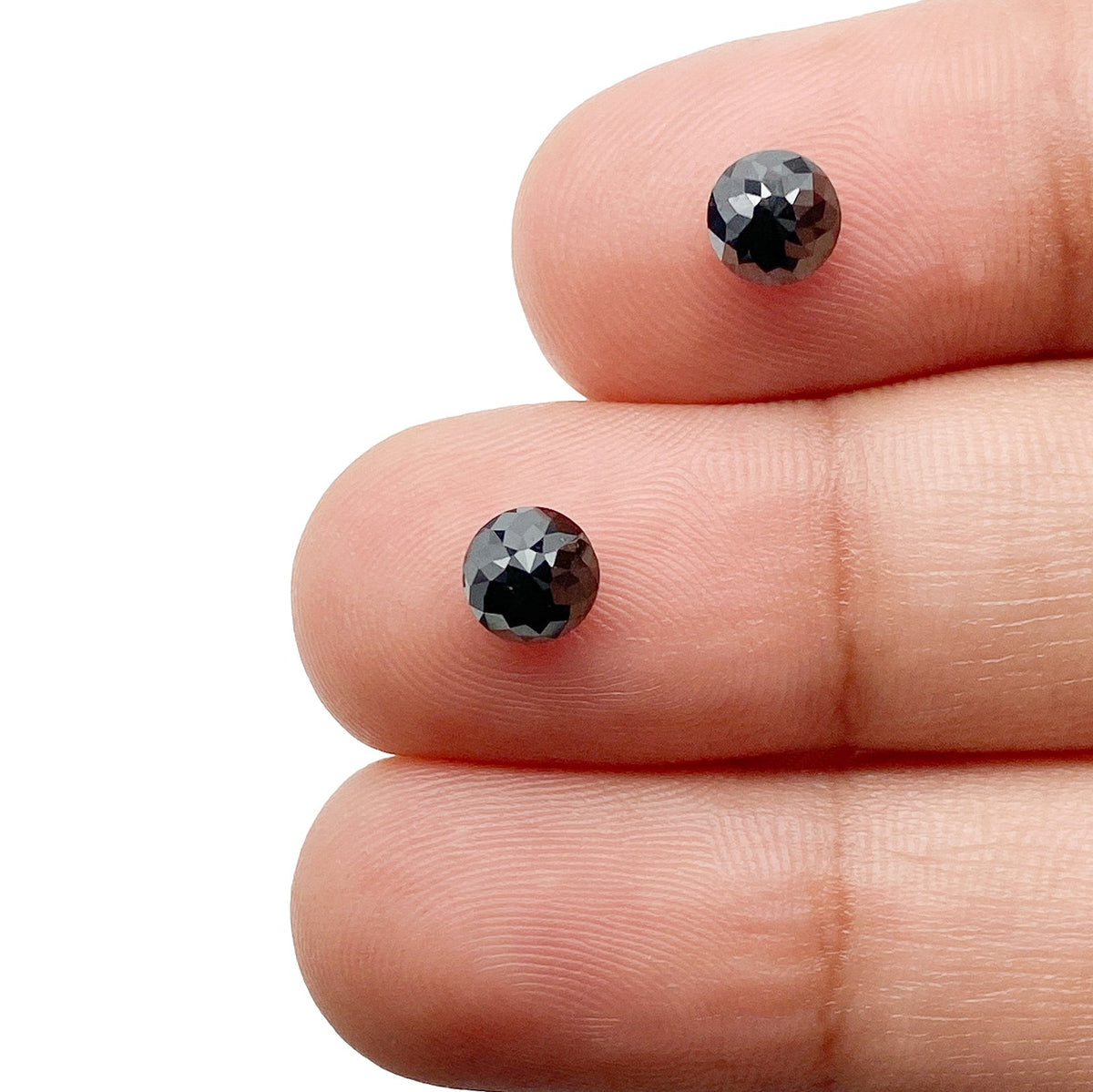 1.48cttw | Black Round Shape Rose Cut Diamond Matched Pair-Modern Rustic Diamond