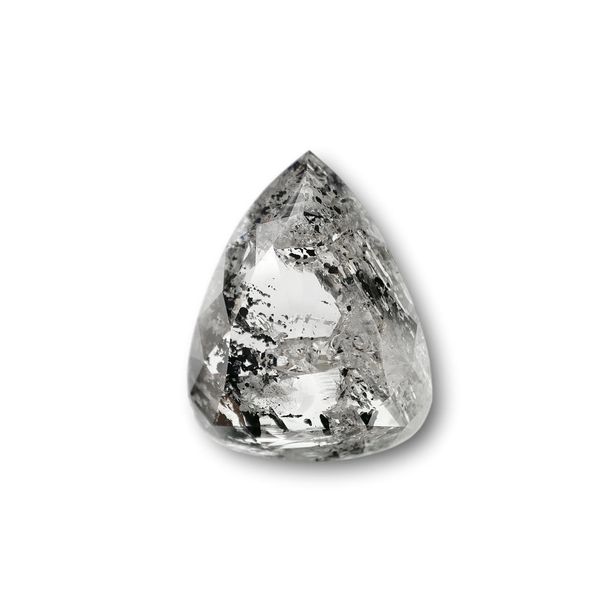 5.51ct | Salt &amp; Pepper Pear Shape Rose Cut Diamond - Modern Rustic Diamond