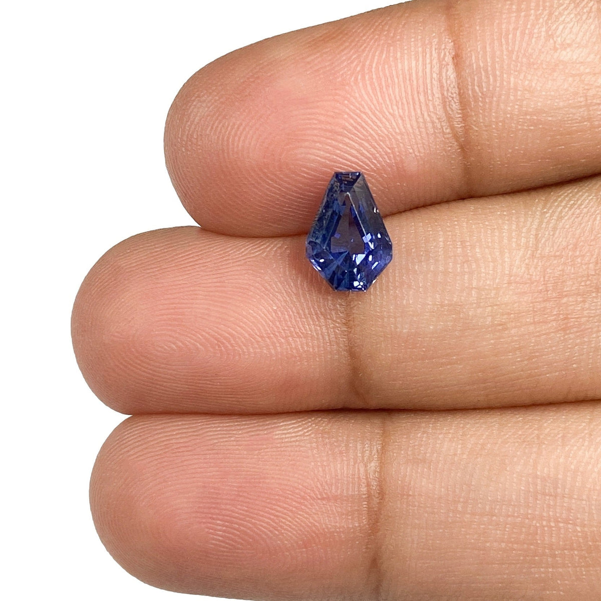 1.50ct | Step Cut Shield Shape Blue Sapphire-Modern Rustic Diamond