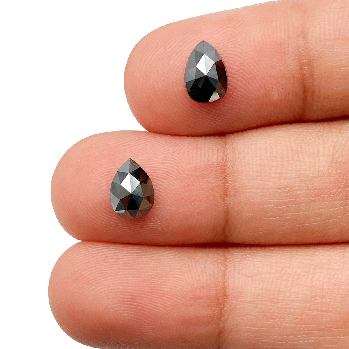 1.50cttw | Black Pear Shape Rose Cut Diamond Matched Pair-Modern Rustic Diamond