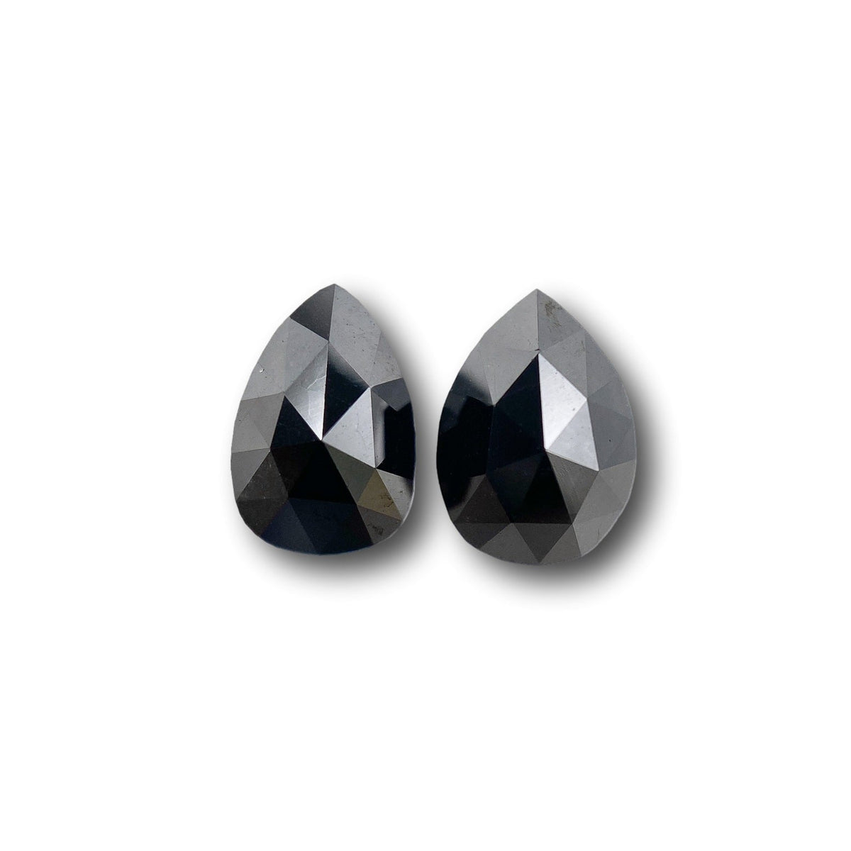 1.50cttw | Black Pear Shape Rose Cut Diamond Matched Pair-Modern Rustic Diamond