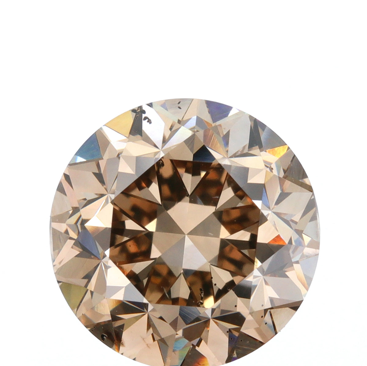 3.51ct | Champagne VS-SI Round Shape Brilliant Cut Diamond - Modern Rustic Diamond