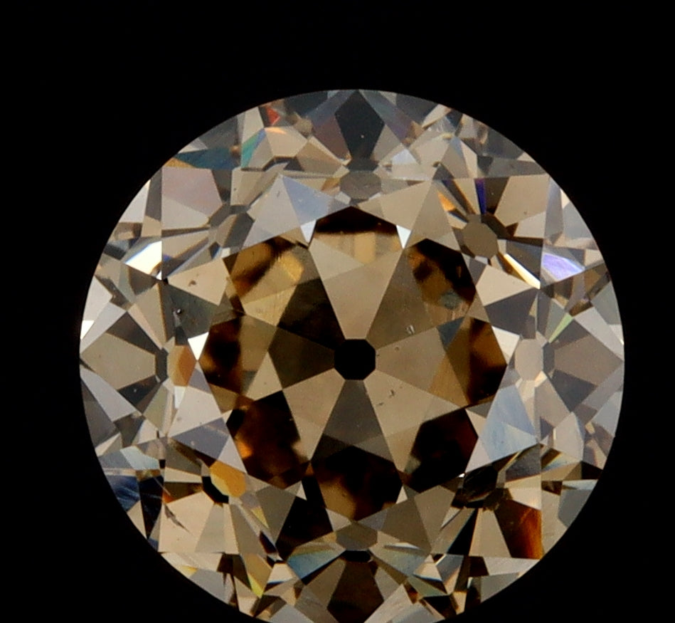 1.55ct | Champagne VVS Round Shape Old European Cut Diamond-Modern Rustic Diamond
