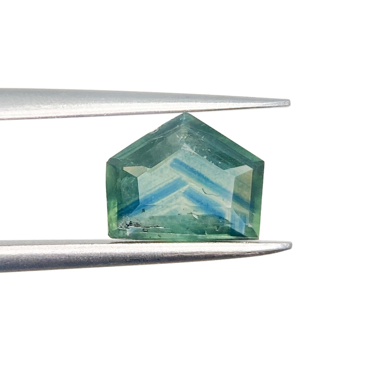 1.61ct | Step Cut Shield Shape Blue Green Montana Sapphire-Modern Rustic Diamond