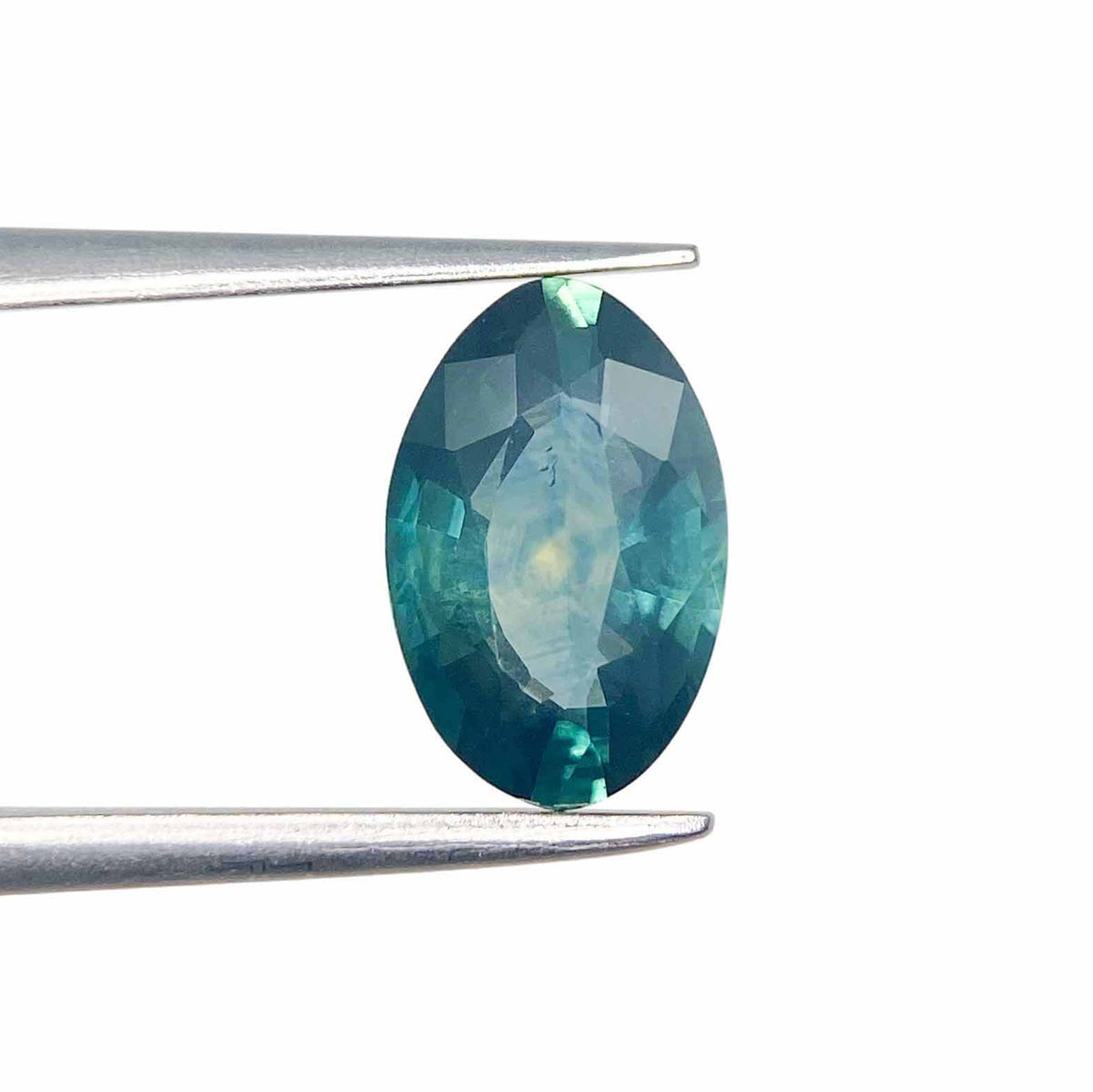 1.65ct | Brilliant Cut Moval Shape Green Blue Montana Sapphire-Modern Rustic Diamond