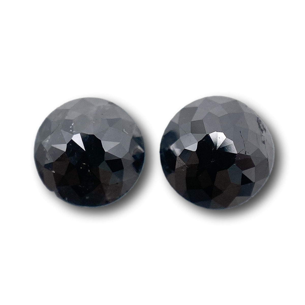 1.72cttw | Black Round Shape Rose Cut Diamond Matched Pair-Modern Rustic Diamond