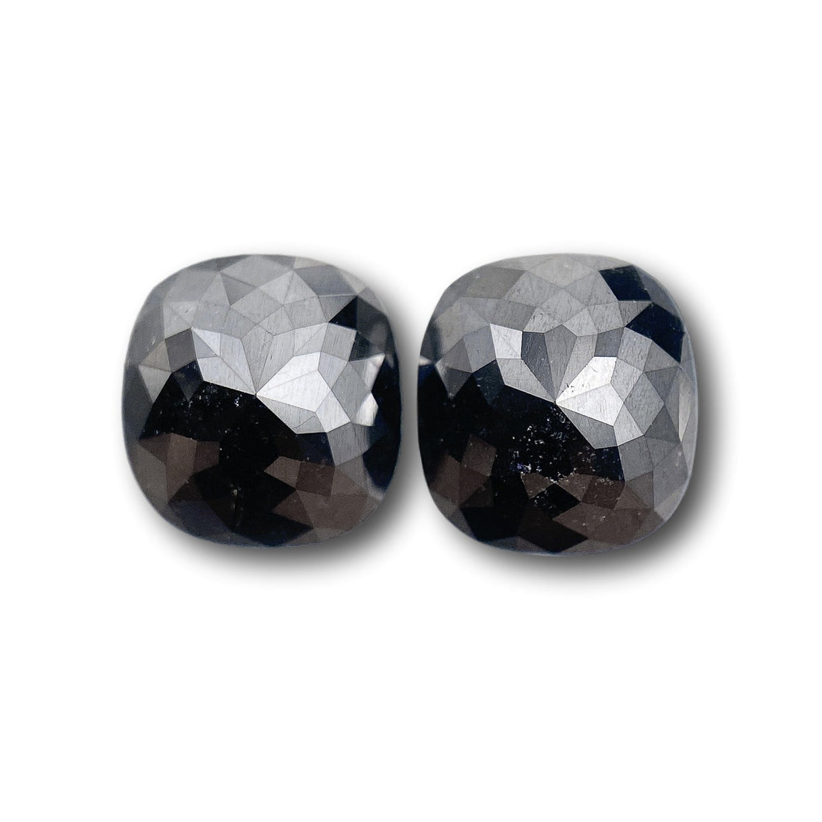 1.73cttw | Black Cushion Shape Rose Cut Diamond Matched Pair-Modern Rustic Diamond