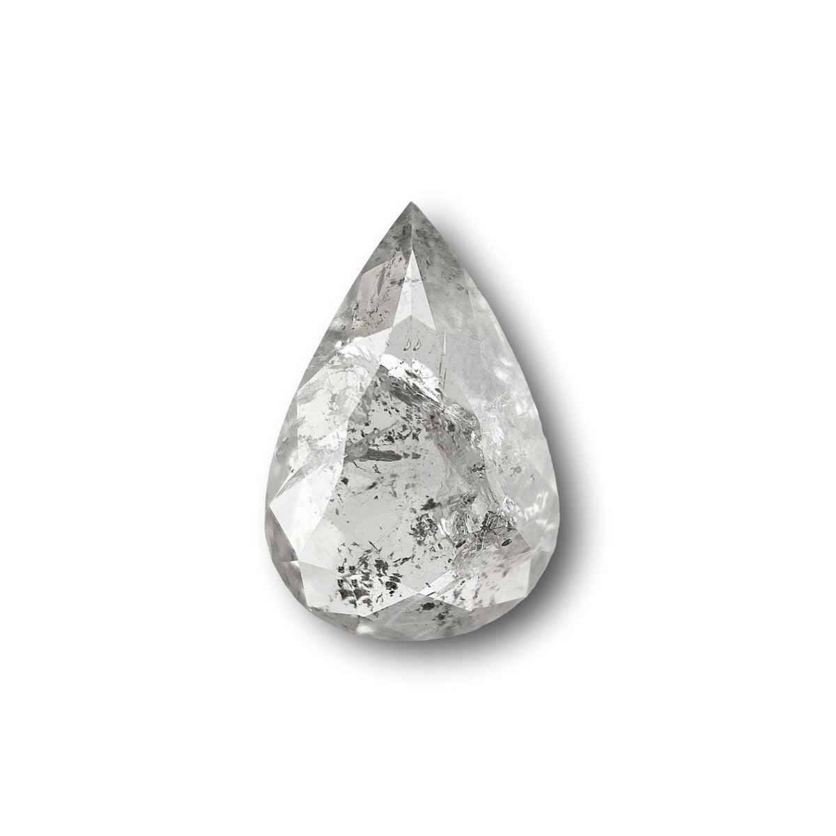 1.13ct | Salt &amp; Pepper Pear Shape Rose Cut Diamond - Modern Rustic Diamond