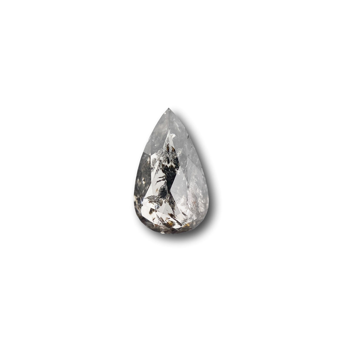 1.41ct | Salt &amp; Pepper Pear Shape Rose Cut Diamond - Modern Rustic Diamond