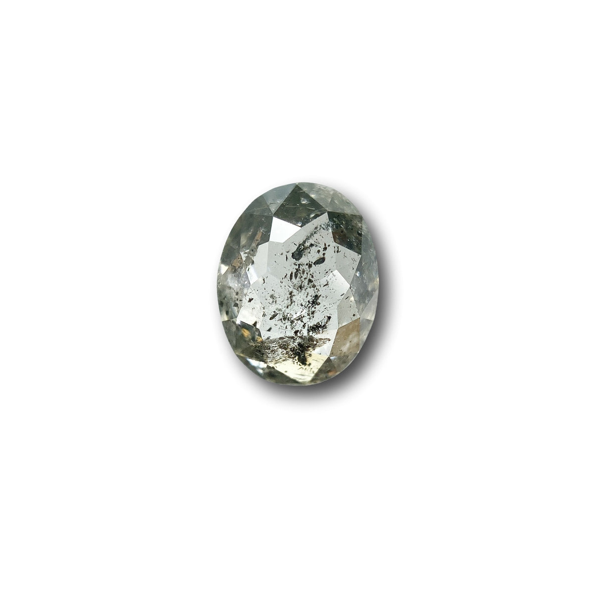 0.86ct | Salt &amp; Pepper Oval Shape Rose Cut Diamond - Modern Rustic Diamond