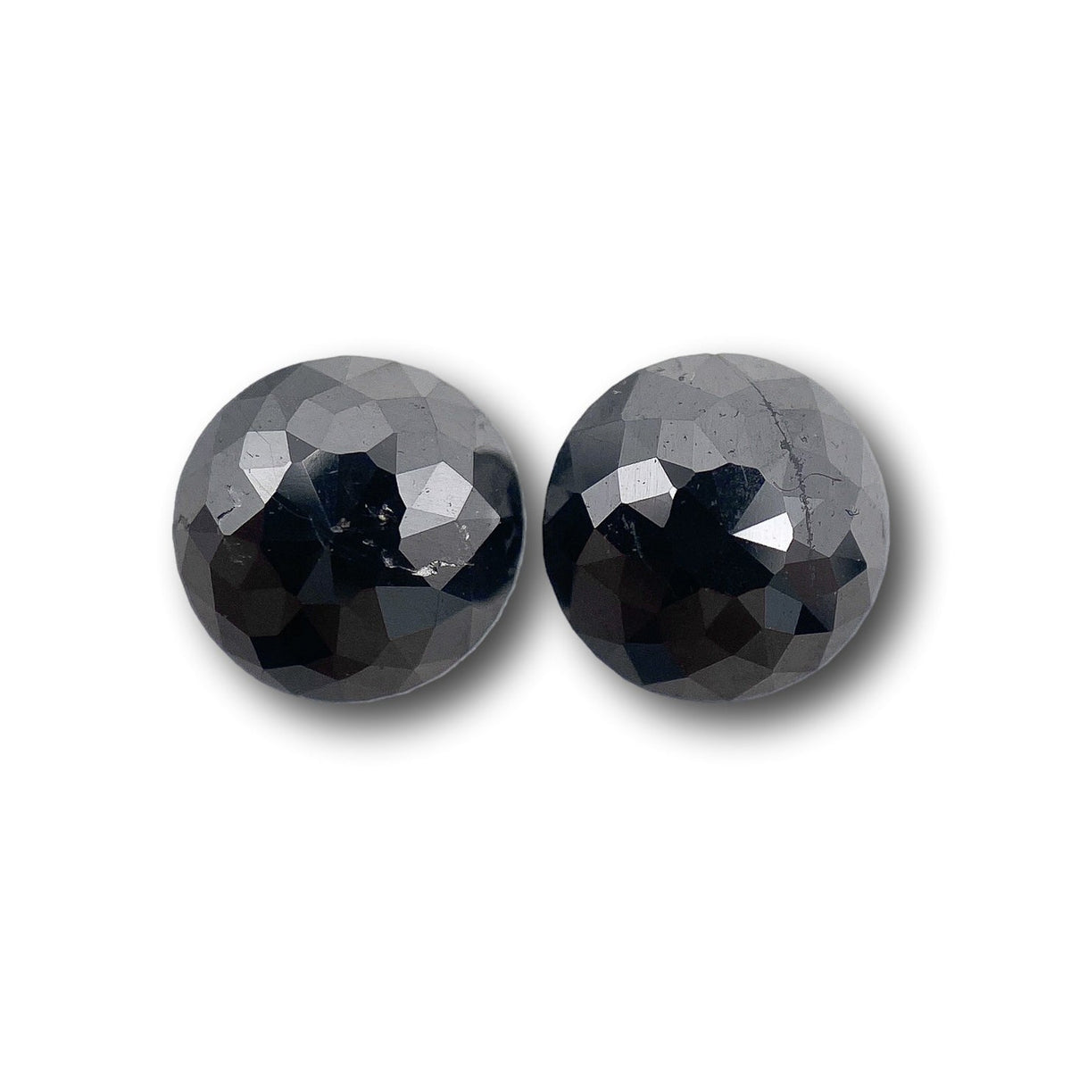 1.87cttw | Black Round Shape Rose Cut Diamond Matched Pair-Modern Rustic Diamond