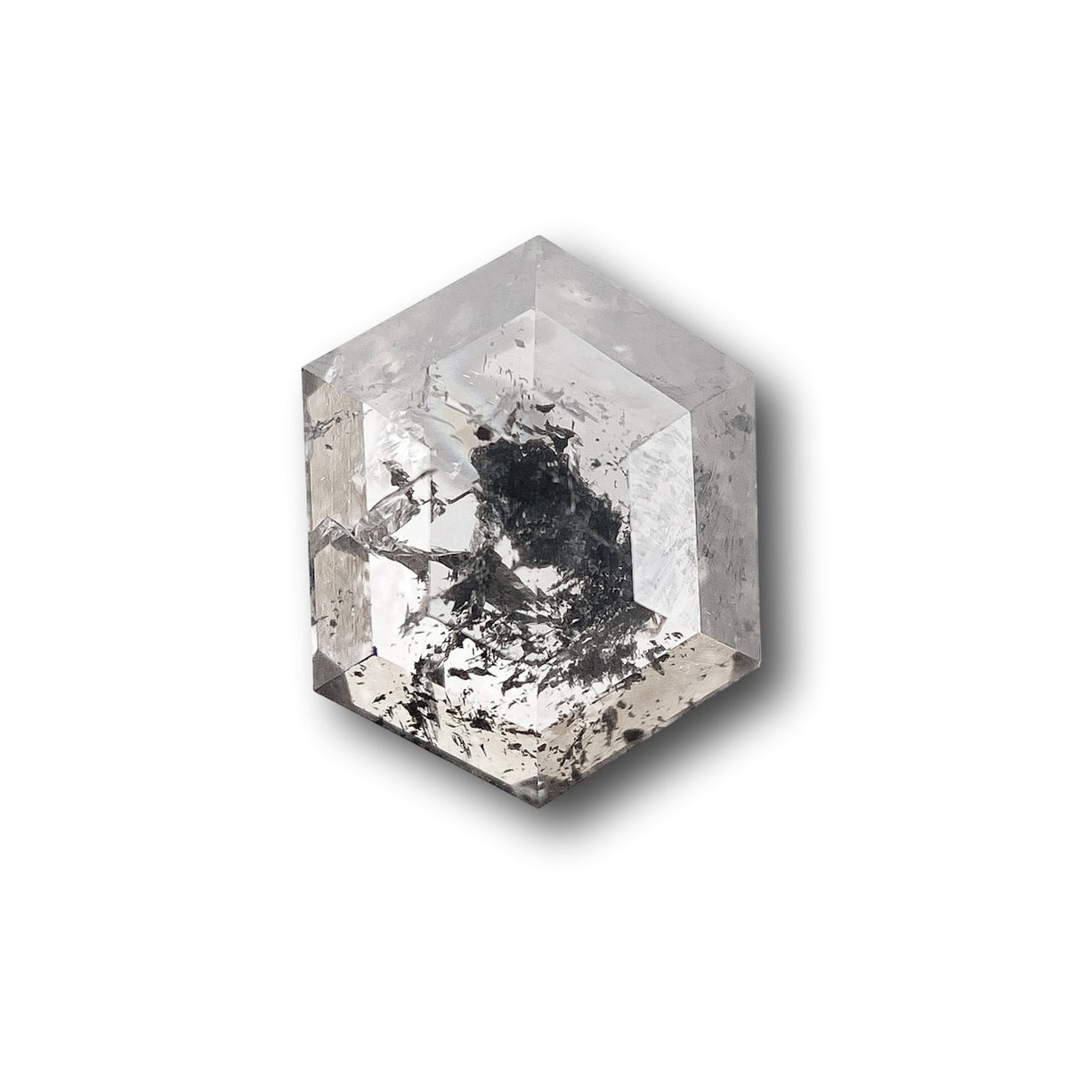 1.39ct | Salt &amp; Pepper Hexagon Shape Rose Cut Diamond - Modern Rustic Diamond