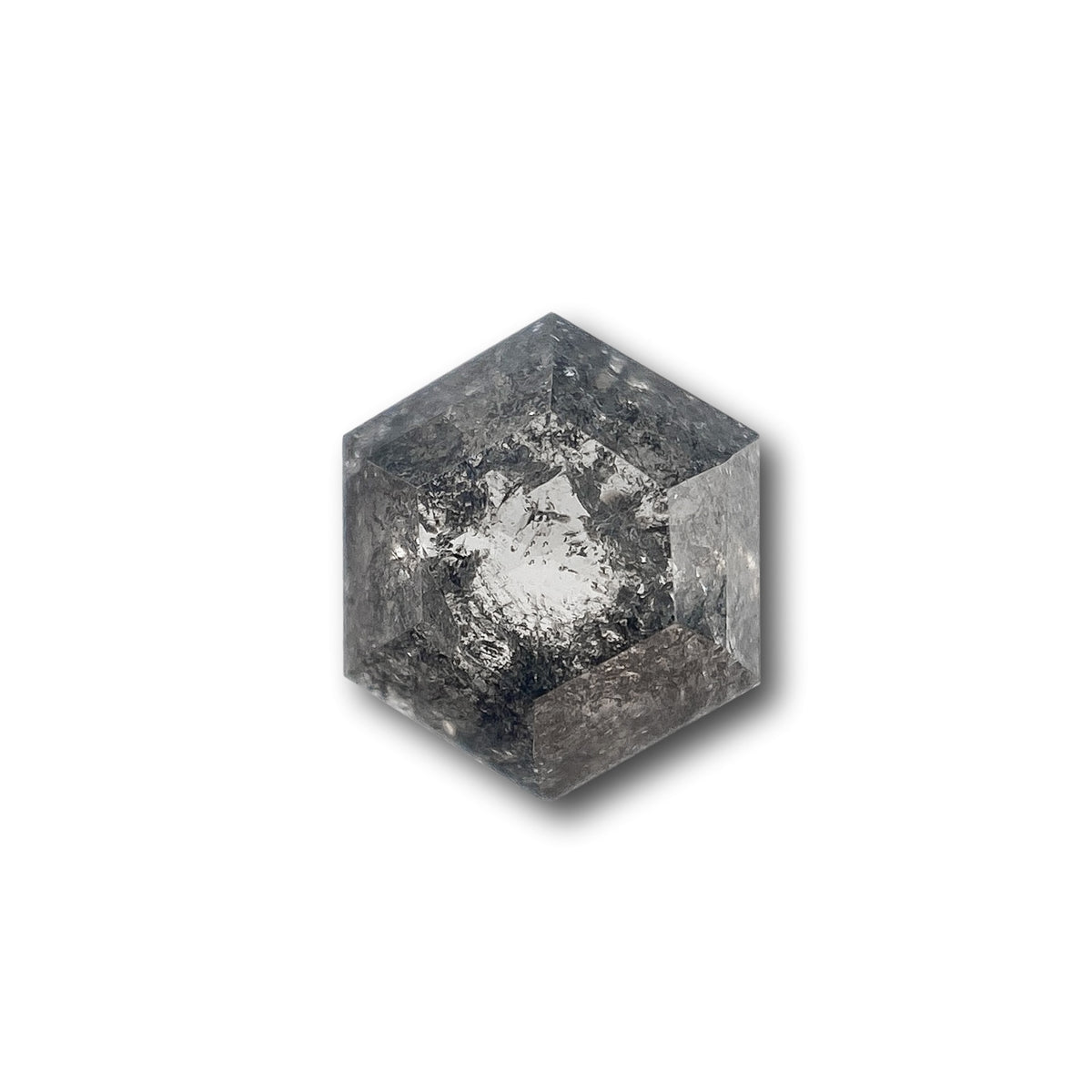 0.93ct | Salt &amp; Pepper Hexagon Shape Rose Cut Diamond - Modern Rustic Diamond