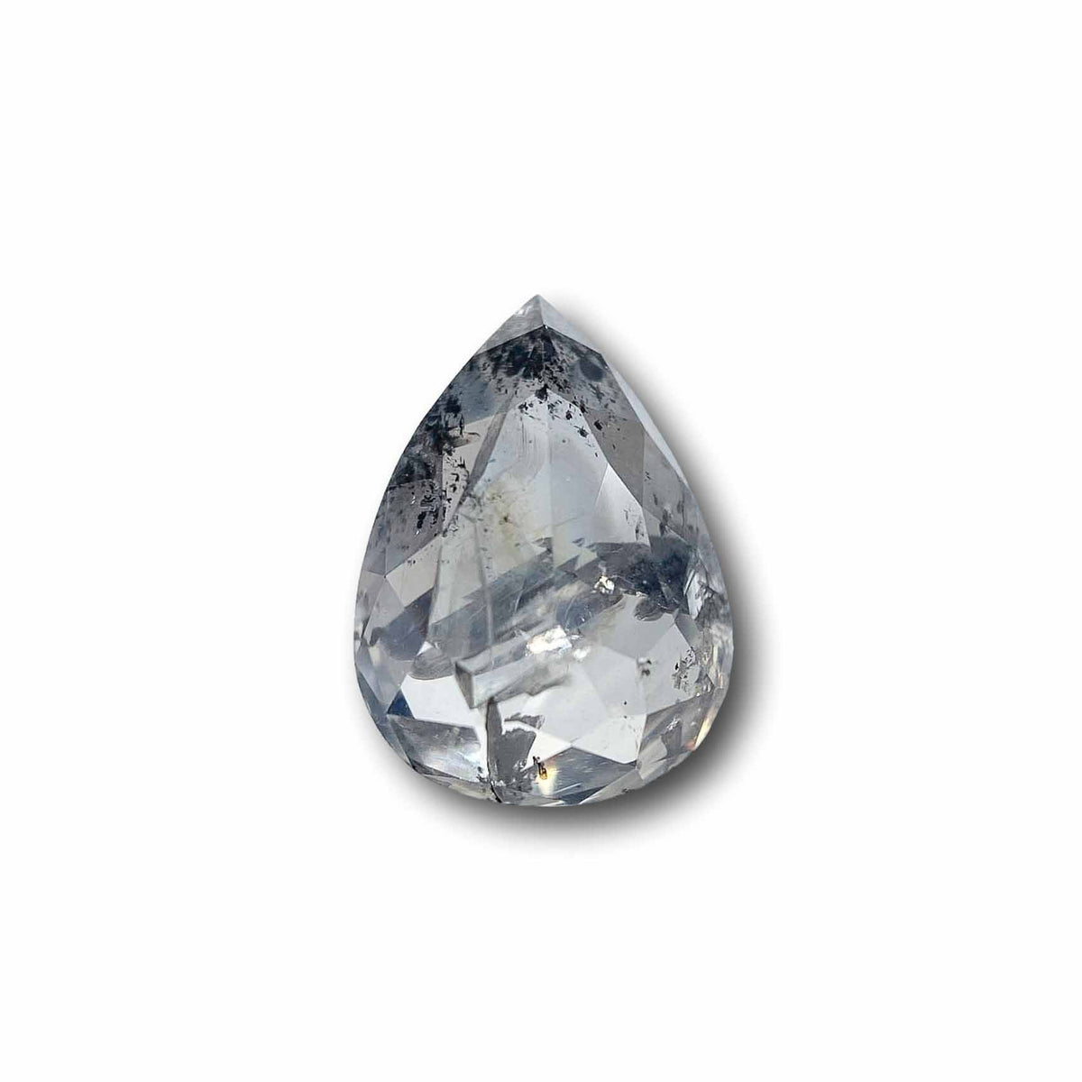 1.23ct | Salt &amp; Pepper Pear Shape Rose Cut Diamond - Modern Rustic Diamond