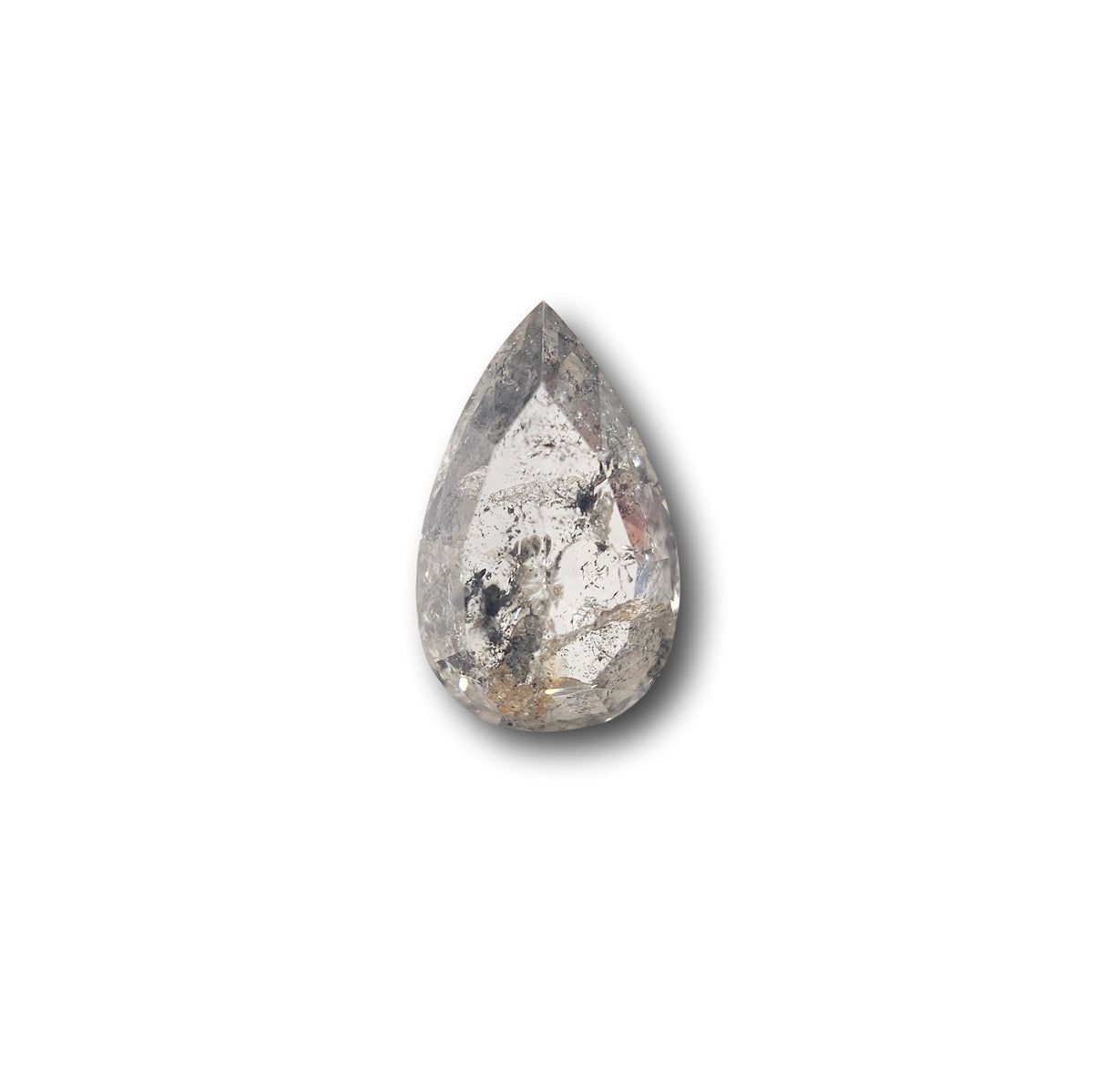 1.00ct | Salt &amp; Pepper Pear Shape Rose Cut Diamond - Modern Rustic Diamond