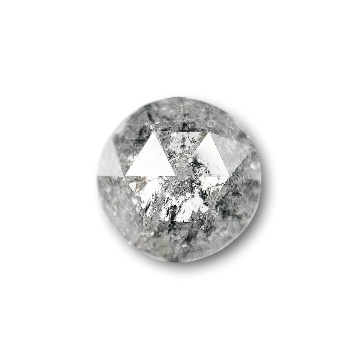 1.57ct | Salt &amp; Pepper Round Shape Rose Cut Diamond - Modern Rustic Diamond