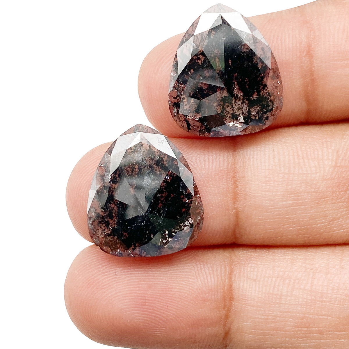 6.10cttw | Rustic Pear Shape Rose Cut Diamond Matched Pair - Modern Rustic Diamond