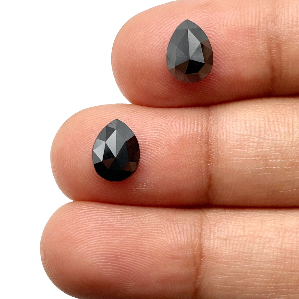 2.04cttw | Black Pear Shape Rose Cut Diamond Matched Pair-Modern Rustic Diamond