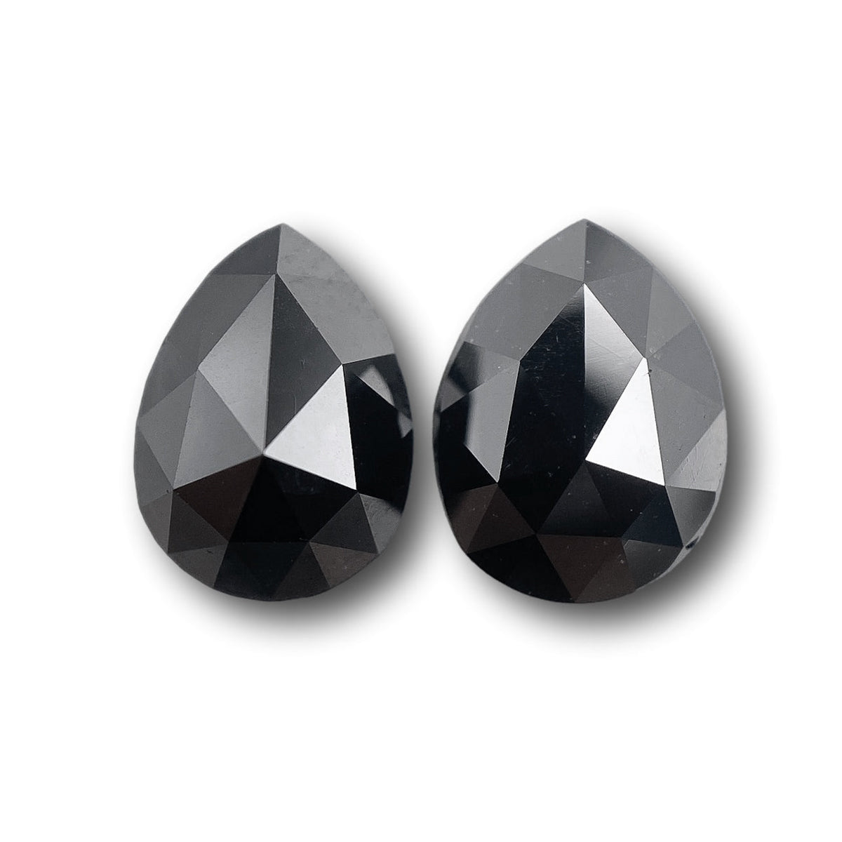 2.04cttw | Black Pear Shape Rose Cut Diamond Matched Pair-Modern Rustic Diamond