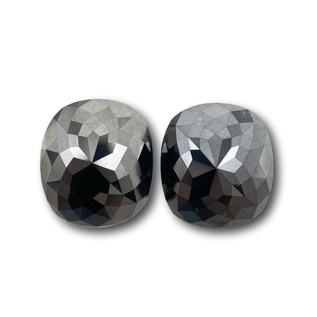 2.08cttw | Black Cushion Shape Rose Cut Diamond Matched Pair-Modern Rustic Diamond