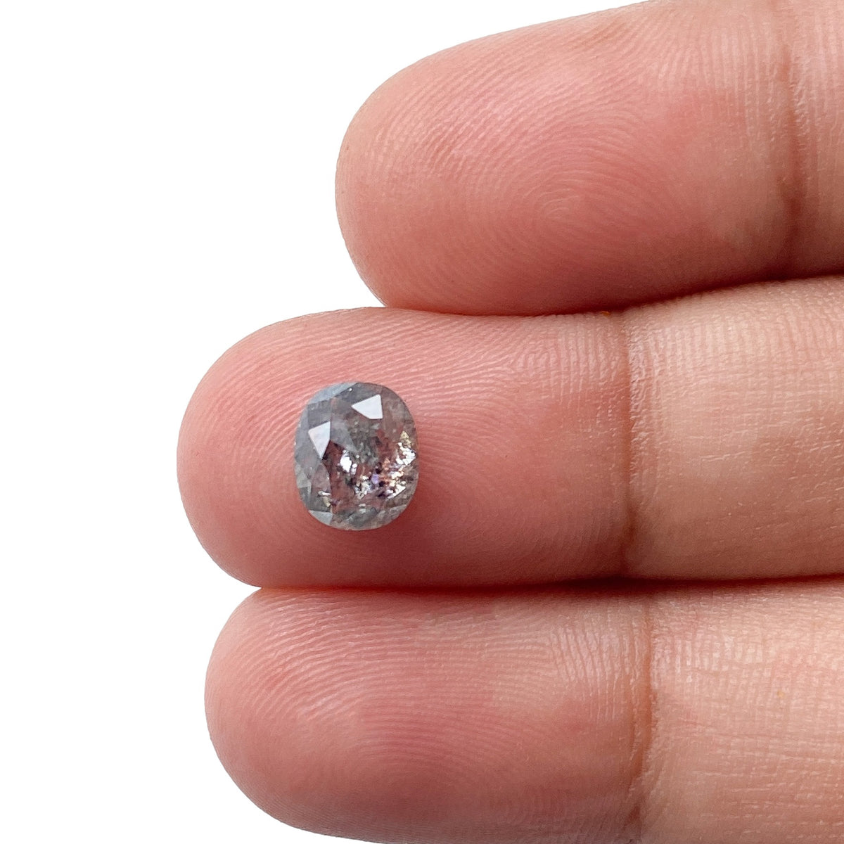 1.12ct | Salt &amp; Pepper Cushion Shape Rose Cut Diamond - Modern Rustic Diamond