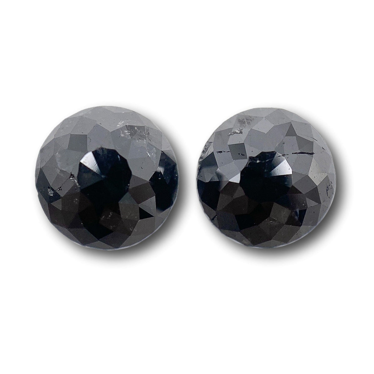 2.09cttw | Black Round Shape Rose Cut Diamond Matched Pair-Modern Rustic Diamond