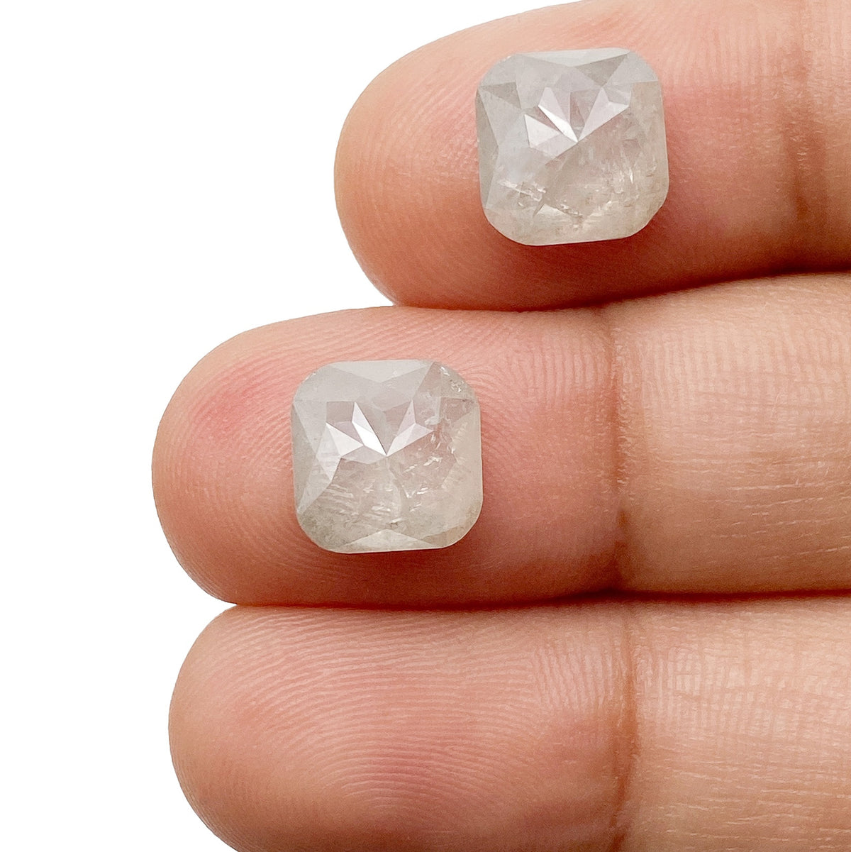 5.20cttw | Salt &amp; Pepper Cushion Shape Brilliant Cut Diamond Matched Pair - Modern Rustic Diamond