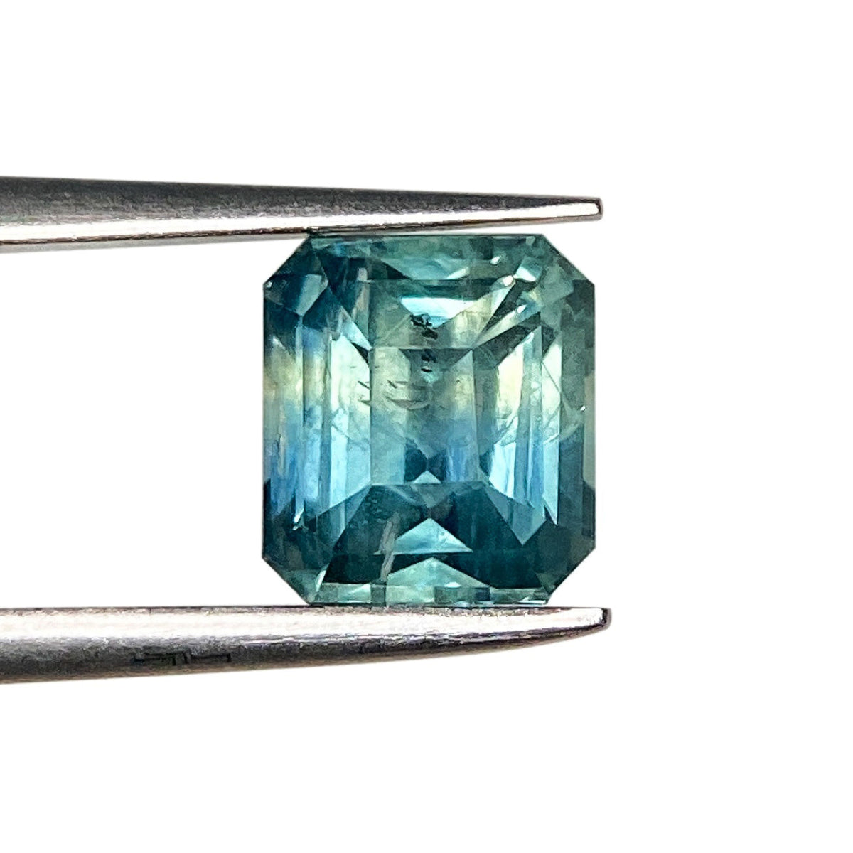 2.14ct | Emerald Cut Blue Green Montana Sapphire-Modern Rustic Diamond