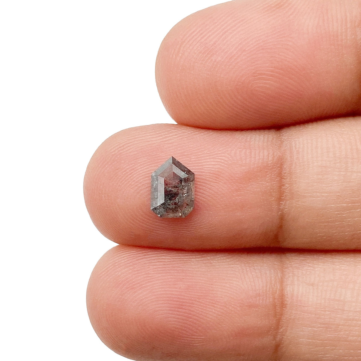 0.57ct | Salt &amp; Pepper Shield Shape Step Cut Diamond - Modern Rustic Diamond