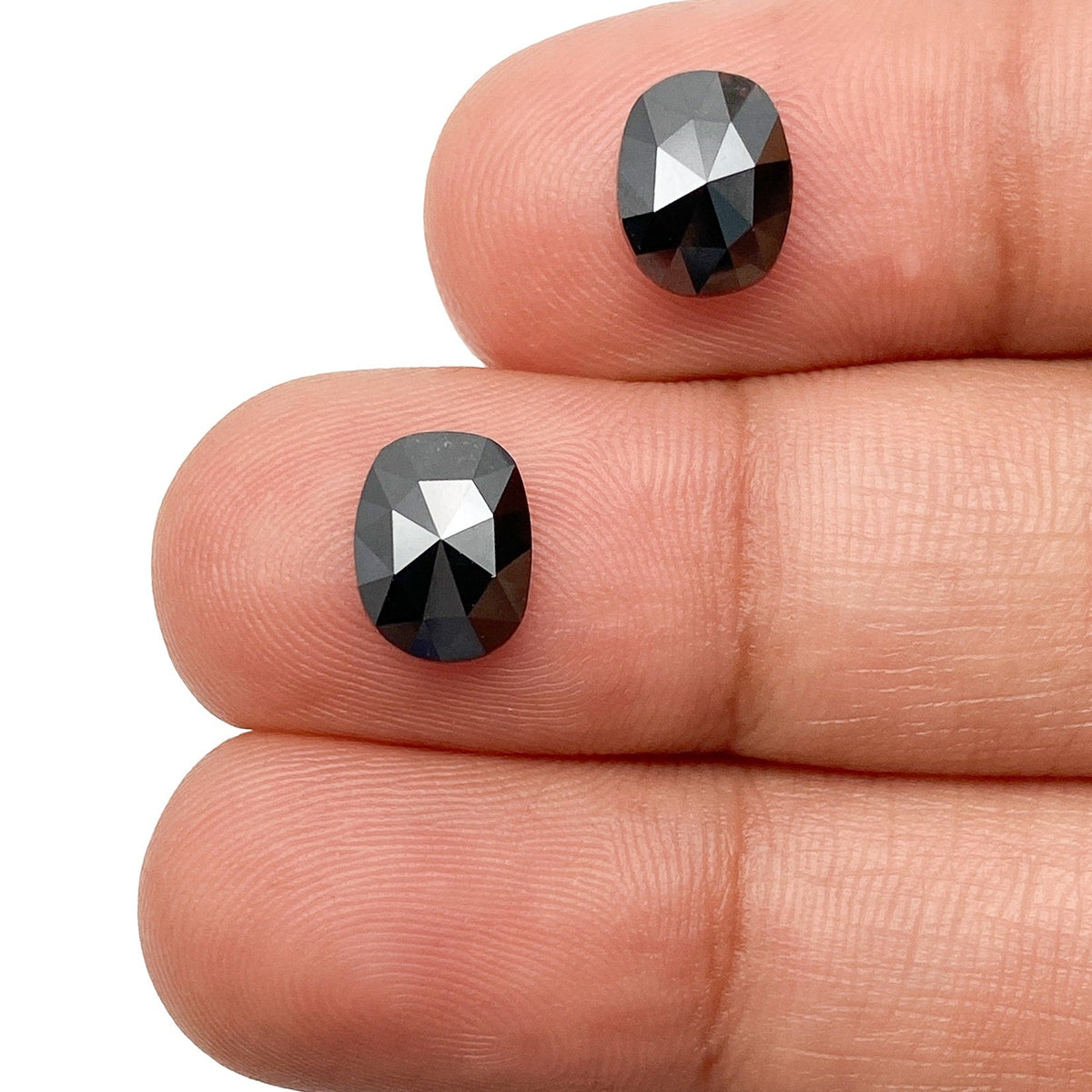 2.22cttw | Black Cushion Shape Rose Cut Diamond Matched Pair-Modern Rustic Diamond