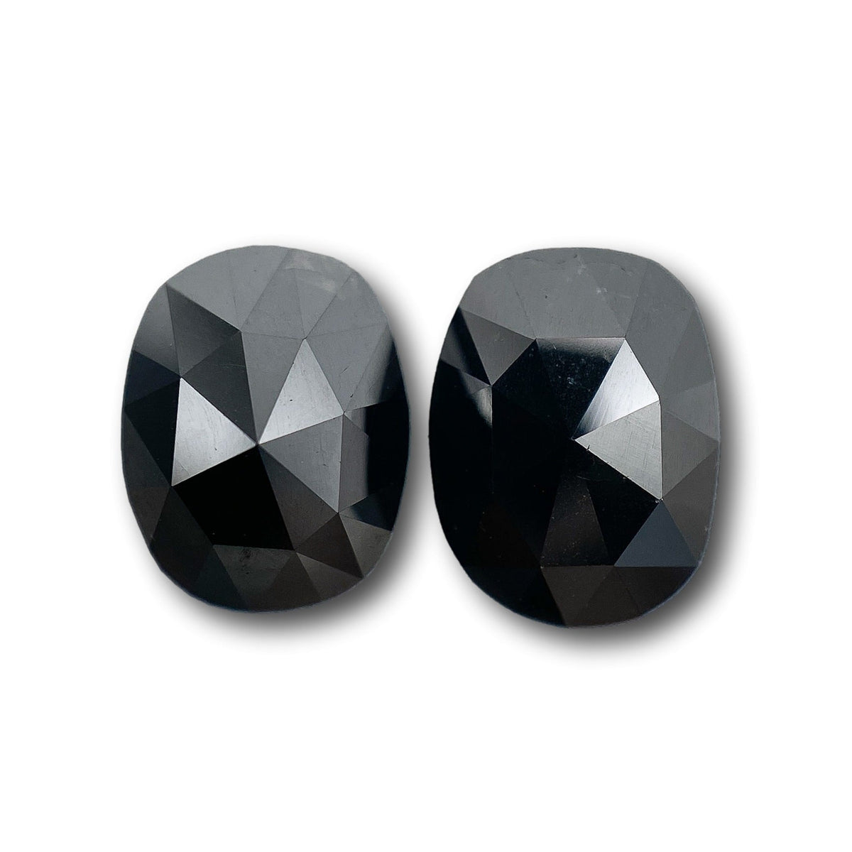 2.22cttw | Black Cushion Shape Rose Cut Diamond Matched Pair-Modern Rustic Diamond