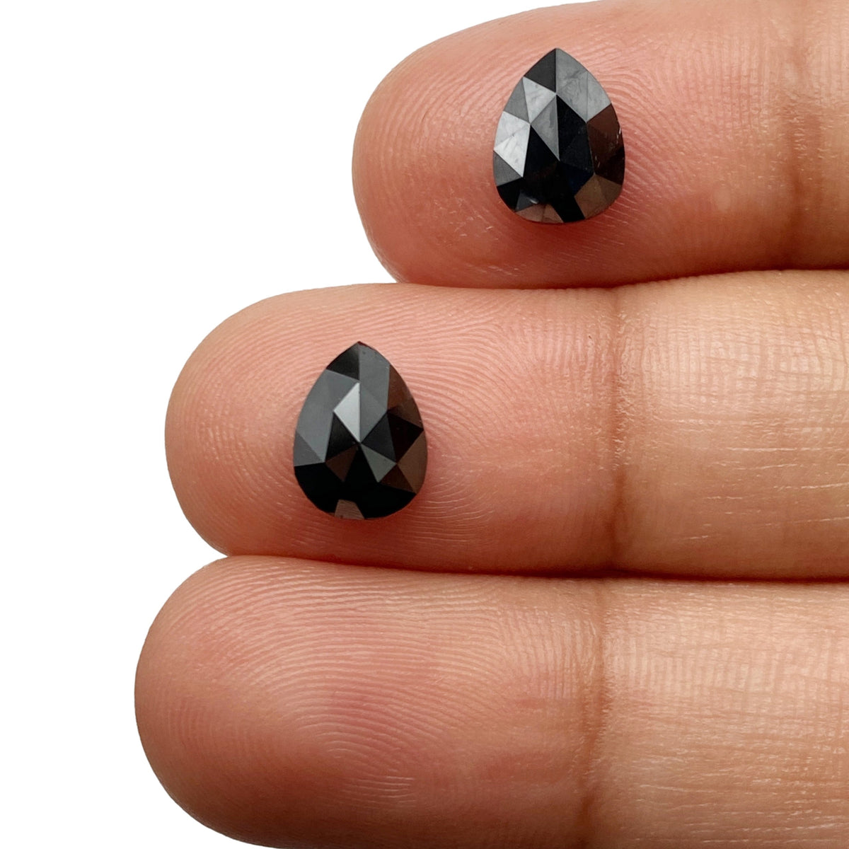 2.23cttw | Black Pear Shape Rose Cut Diamond Matched Pair-Modern Rustic Diamond