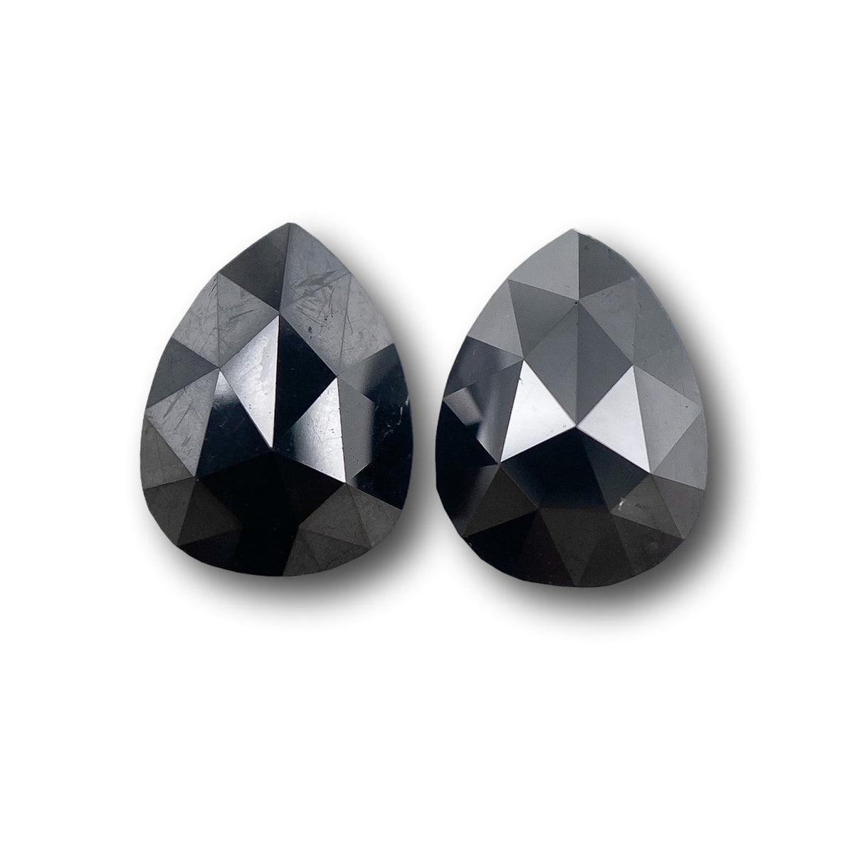 2.23cttw | Black Pear Shape Rose Cut Diamond Matched Pair-Modern Rustic Diamond