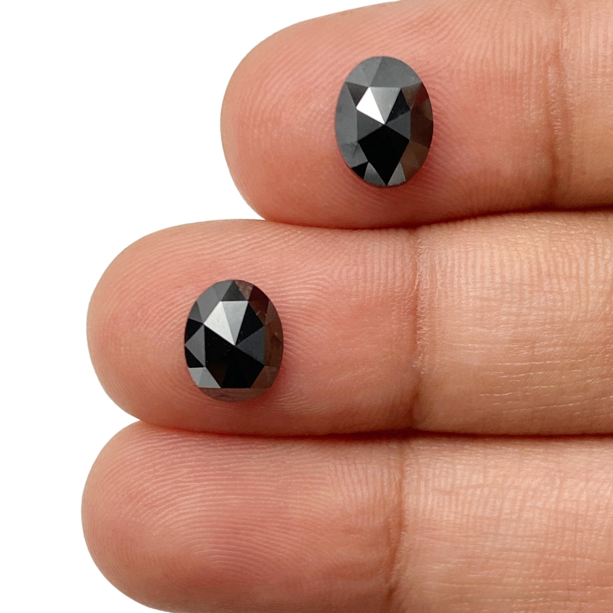 2.28cttw | Black Oval Shape Rose Cut Diamond Matched Pair-Modern Rustic Diamond