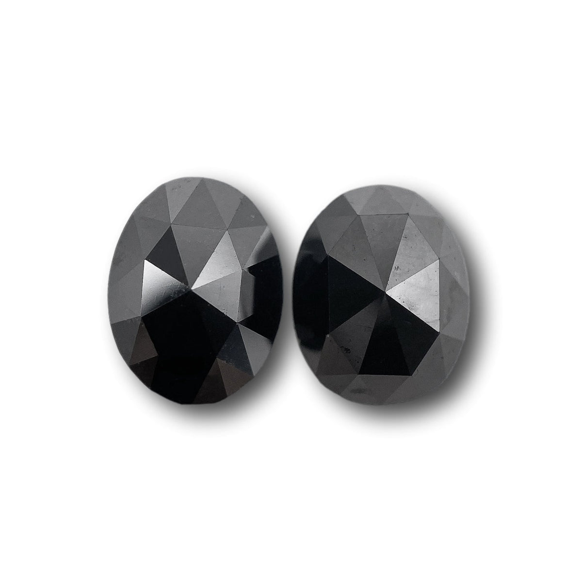 2.28cttw | Black Oval Shape Rose Cut Diamond Matched Pair-Modern Rustic Diamond