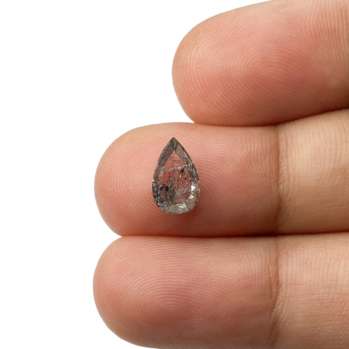 1.00ct | Salt &amp; Pepper Pear Shape Rose Cut Diamond - Modern Rustic Diamond