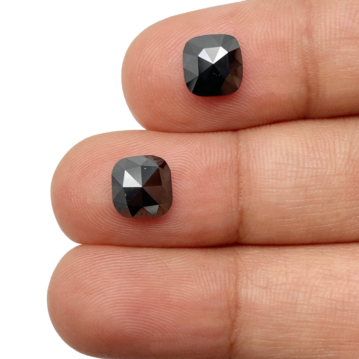 2.37cttw | Black Cushion Shape Rose Cut Diamond Matched Pair-Modern Rustic Diamond