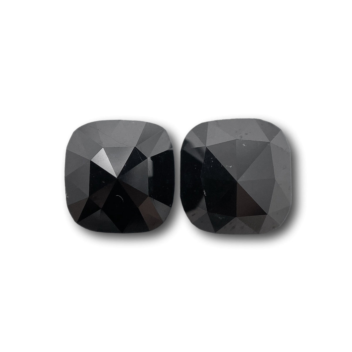 2.37cttw | Black Cushion Shape Rose Cut Diamond Matched Pair-Modern Rustic Diamond