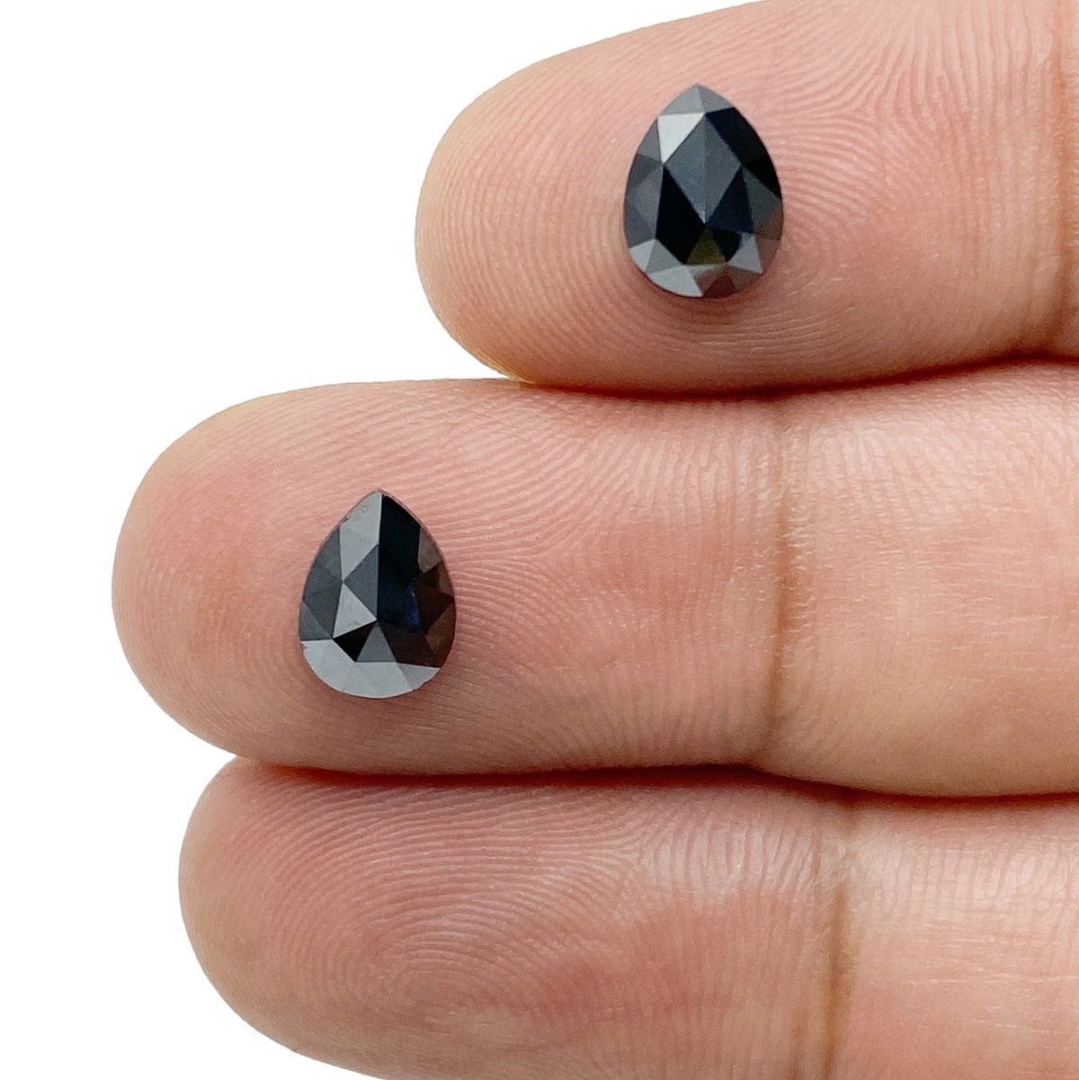 2.38cttw | Black Pear Shape Rose Cut Diamond Matched Pair-Modern Rustic Diamond