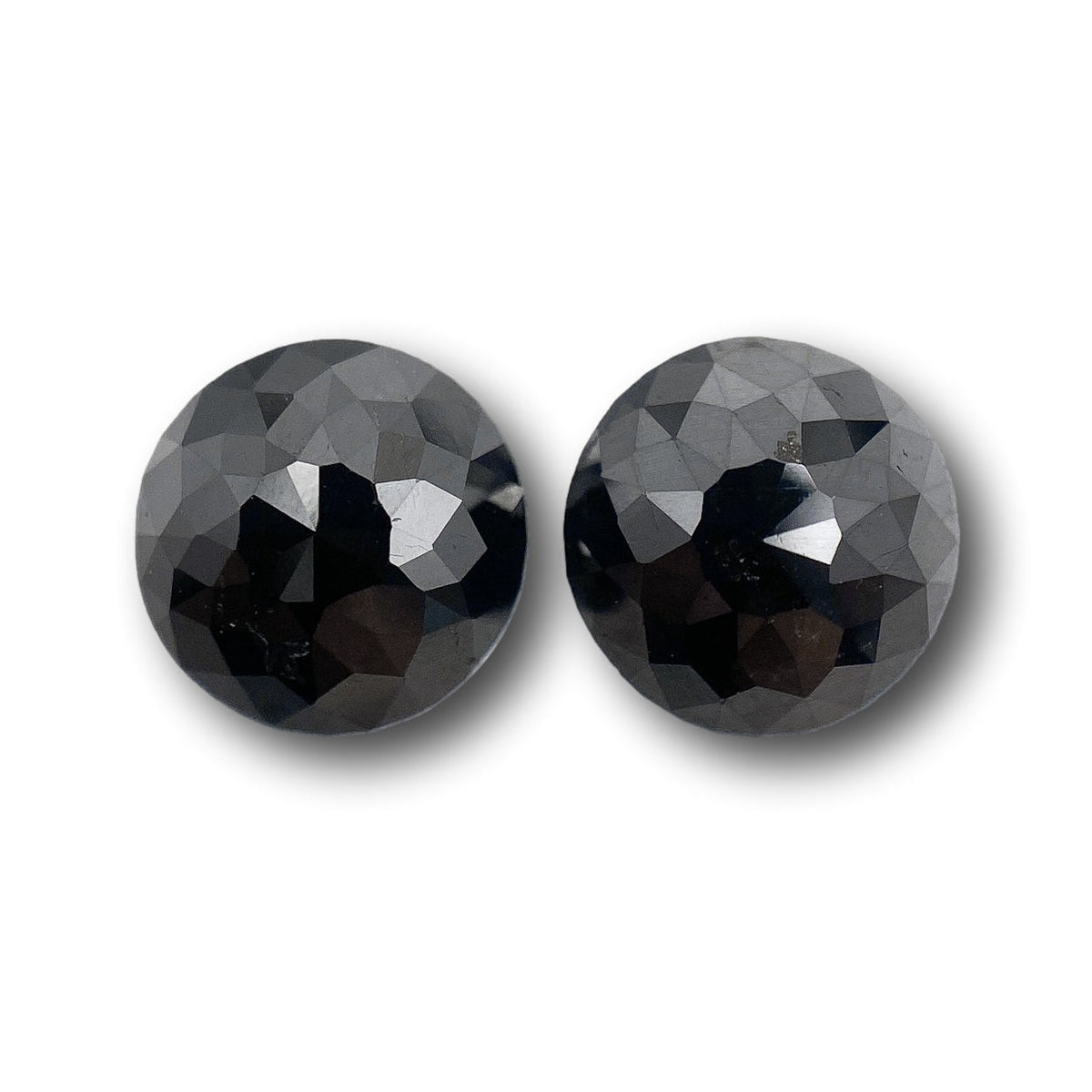 2.43cttw | Black Round Shape Rose Cut Diamond Matched Pair-Modern Rustic Diamond