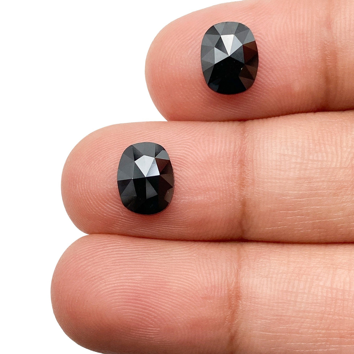 2.55cttw | Black Oval Shape Rose Cut Diamond Matched Pair-Modern Rustic Diamond