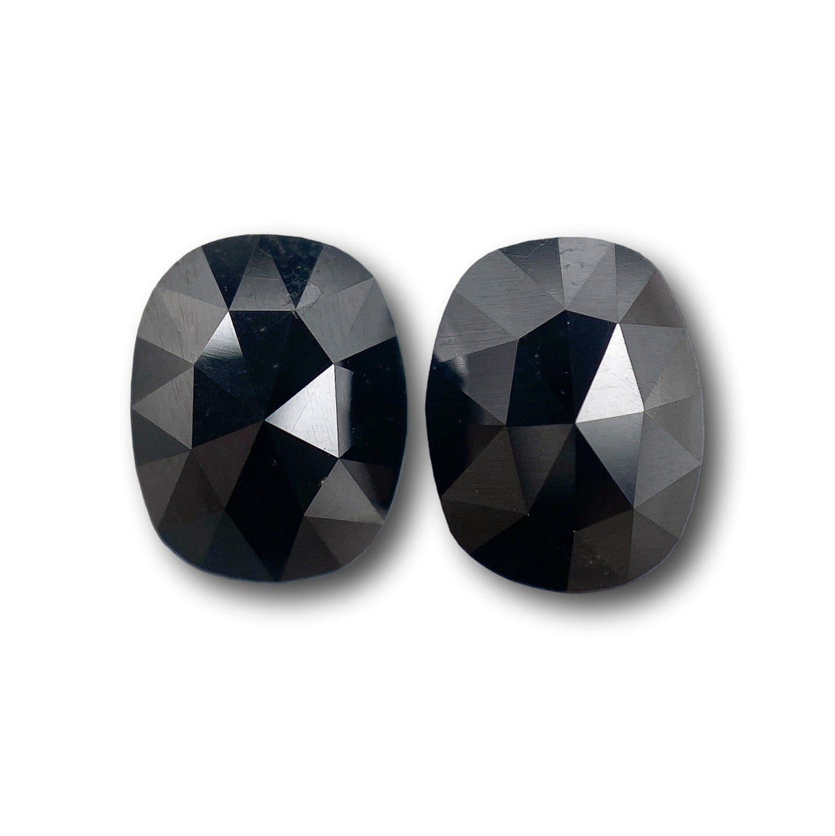 2.55cttw | Black Oval Shape Rose Cut Diamond Matched Pair-Modern Rustic Diamond