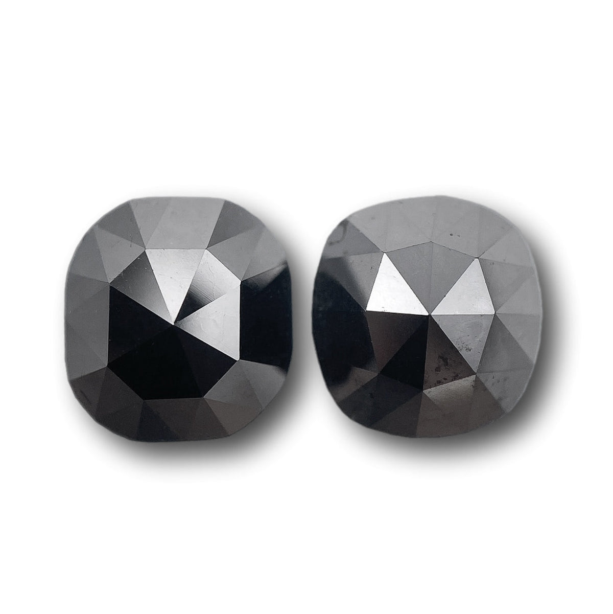 2.56cttw | Black Cushion Shape Rose Cut Diamond Matched Pair-Modern Rustic Diamond